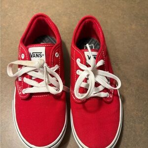 Vans Kids Red Canvas Sneakers with White Laces